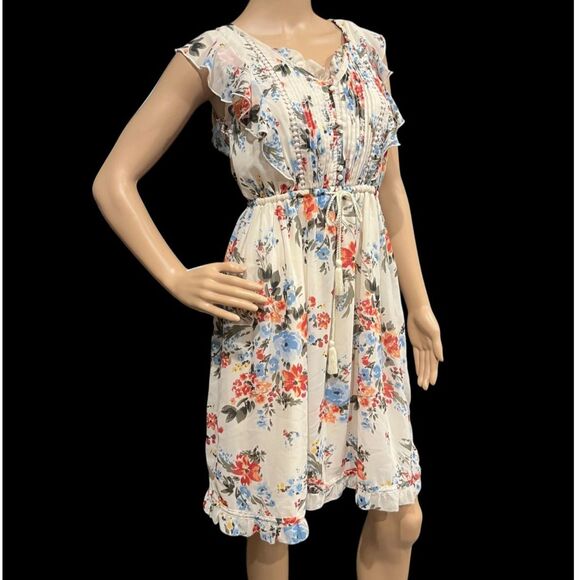 ABERCROMIE & FITCH Women's Ruffle Sleeve Midi Dress Floral Cottagecore Sz S - Picture 3 of 7